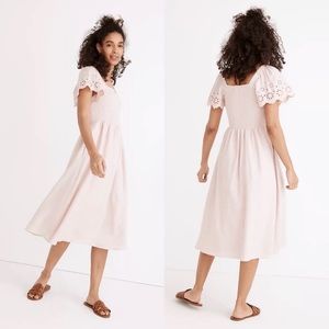 Madewell Linen Blend Lucie Eyelet Midi Dress